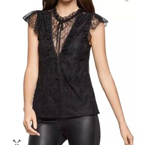 Bcbg generation flutter sleeve black top